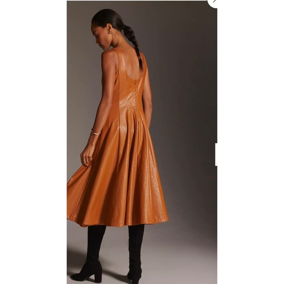 Avec Les Filles Faux Leather Seamed Swing Dress - Picture 3 of 10